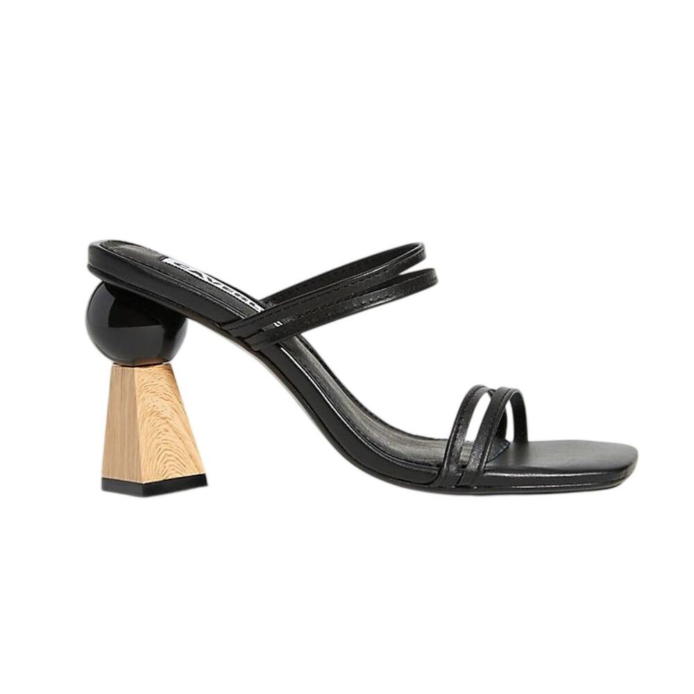 Anthropologie Sculptural Black Trish Heeled Mules Size 36